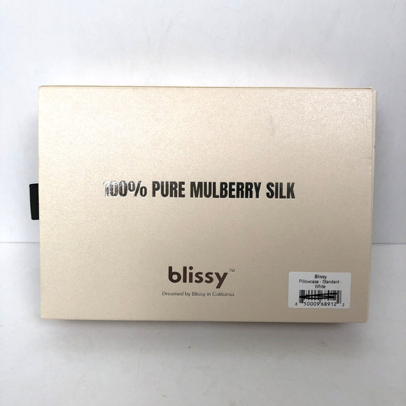 NIB BLISSY 100% Pure Mulberry Silk Pillow Case Standard Size White Luxury NEW - Picture 1 of 8